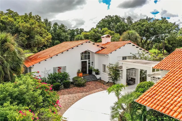 an aerial view of a house