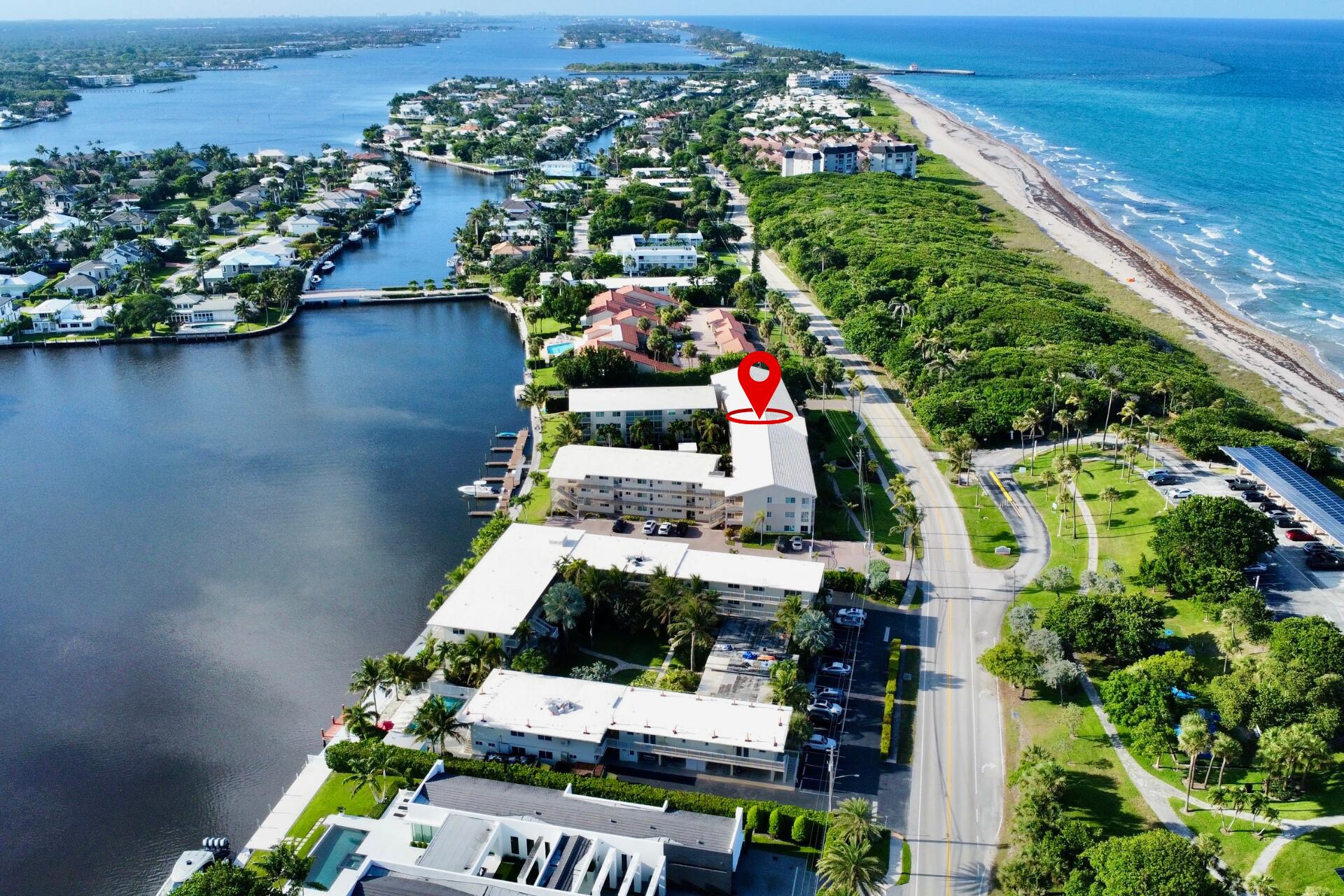 6530 North Ocean Boulevard, Unit 205 Ocean Ridge, FL 33435 - Photo 44 of 53 an aerial view of residential house with outdoor space and swimming pool