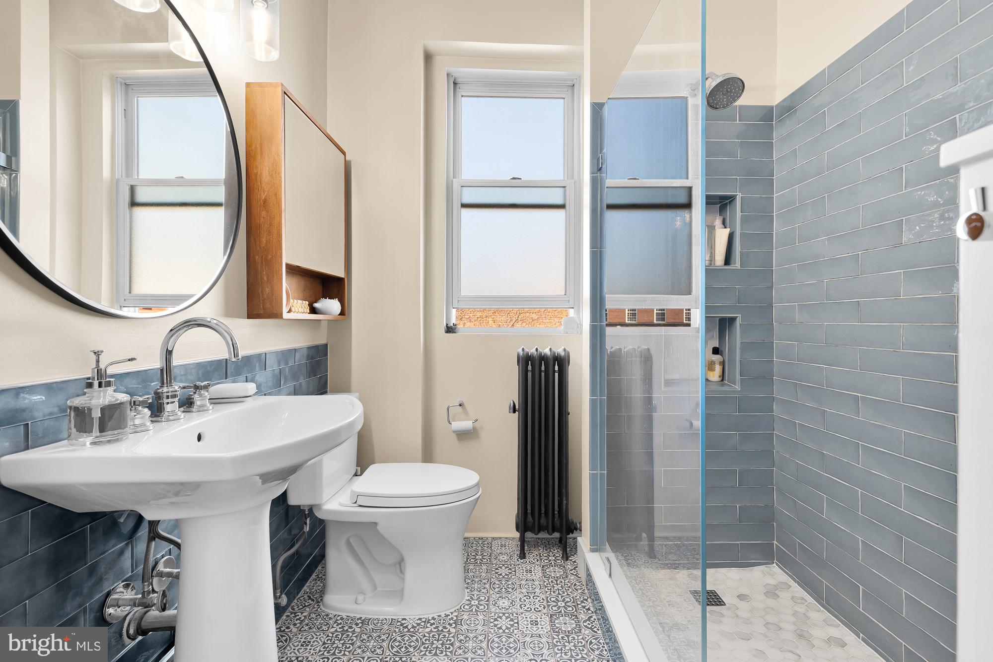 1860 California Street Northwest, Unit 403 Washington, DC 20009 - Photo 15 of 52 Beautiful mosaic tiled bathroom floor