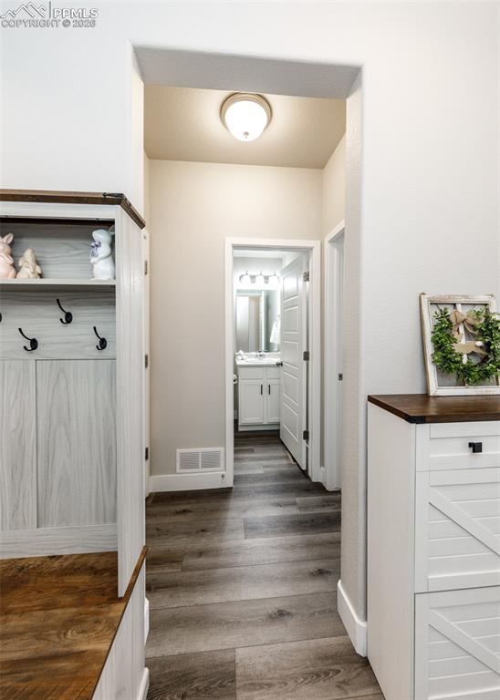 12653 Granite Ridge Drive Peyton, CO 80831 - Photo 25 of 50 a view of a hallway with wooden floor and closet