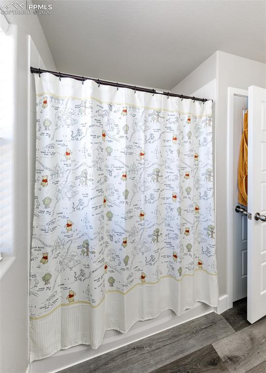 12653 Granite Ridge Drive Peyton, CO 80831 - Photo 39 of 50 a view of a bathroom with a shower curtain