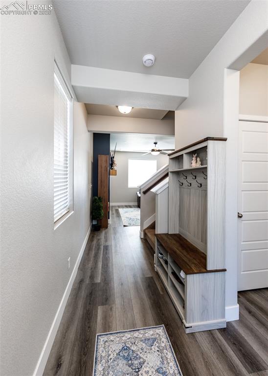 12653 Granite Ridge Drive Peyton, CO 80831 - Photo 5 of 50 a hallway with wooden floor windows and a kitchen