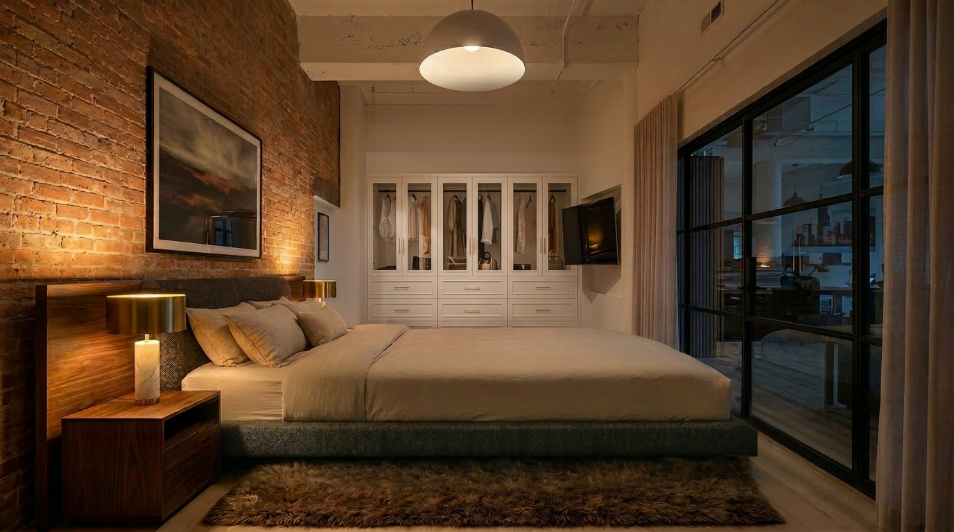 727 South Dearborn Street, Unit 211 Chicago, IL 60605 - Photo 25 of 34 a bedroom with a bed window and a mirror