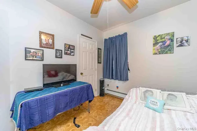 a bedroom with a bed and furniture