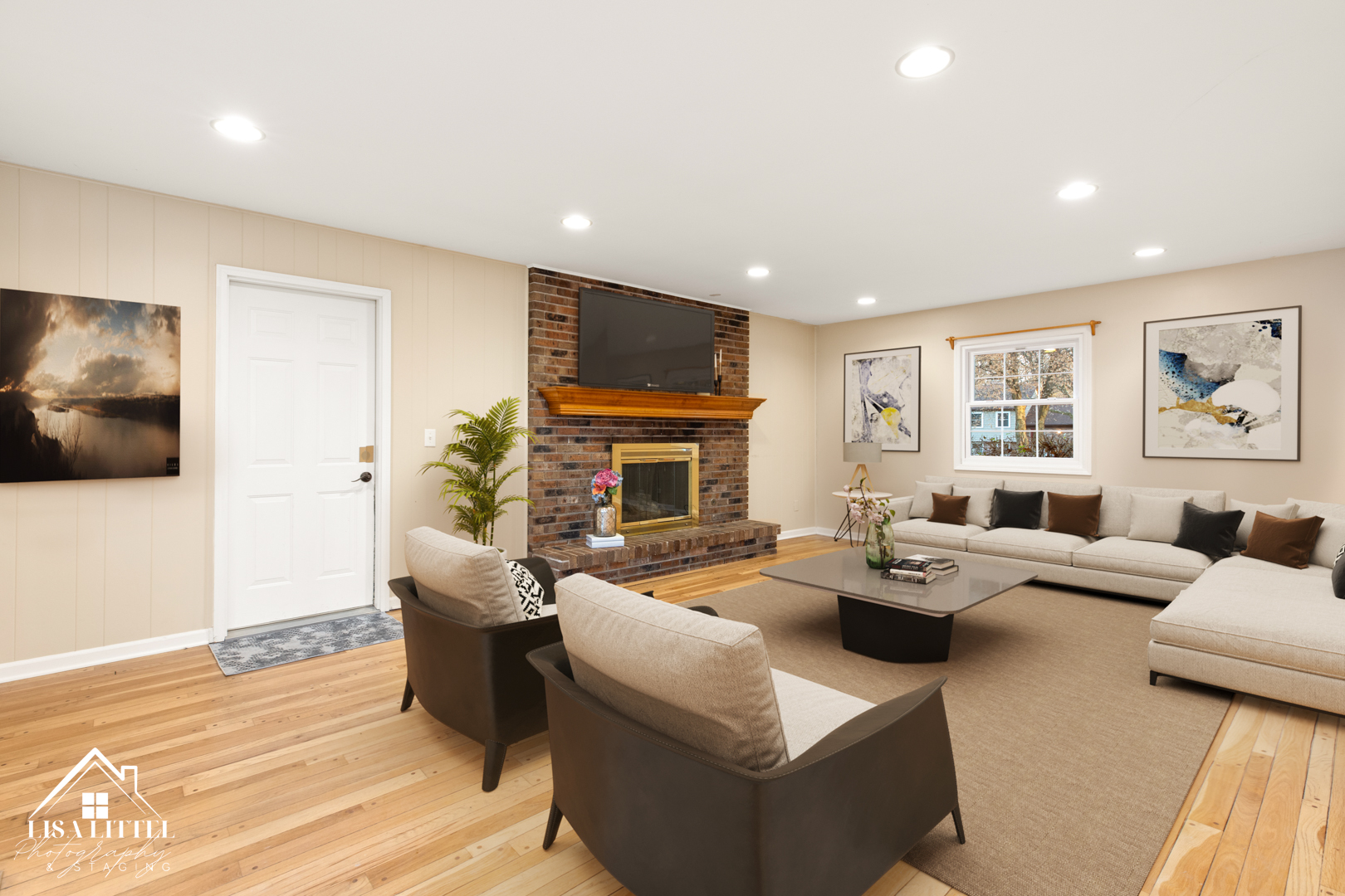 6S230 Concord Road Naperville, IL 60540 - Photo 15 of 42 a living room with fireplace furniture and a flat screen tv