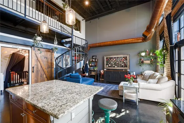 a living room with furniture