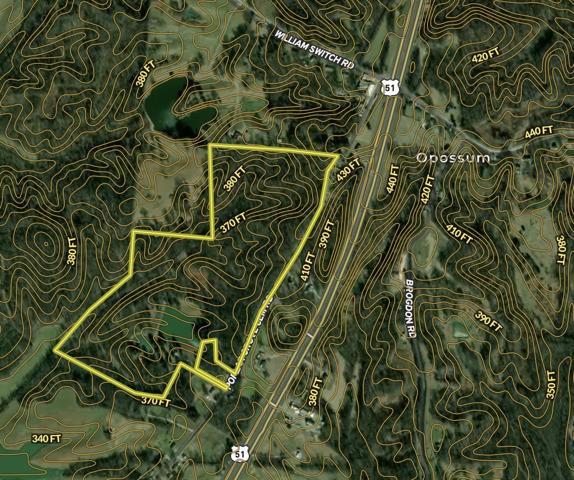 0 Poplar Grove Cemetery Road Henning, TN 38041 - Photo 39 of 40 Topographic Map. Illustrating the property boundaries and elevation contours