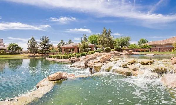 a view of a lake with houses