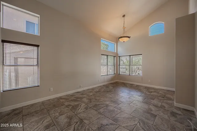 a view of a room with a window