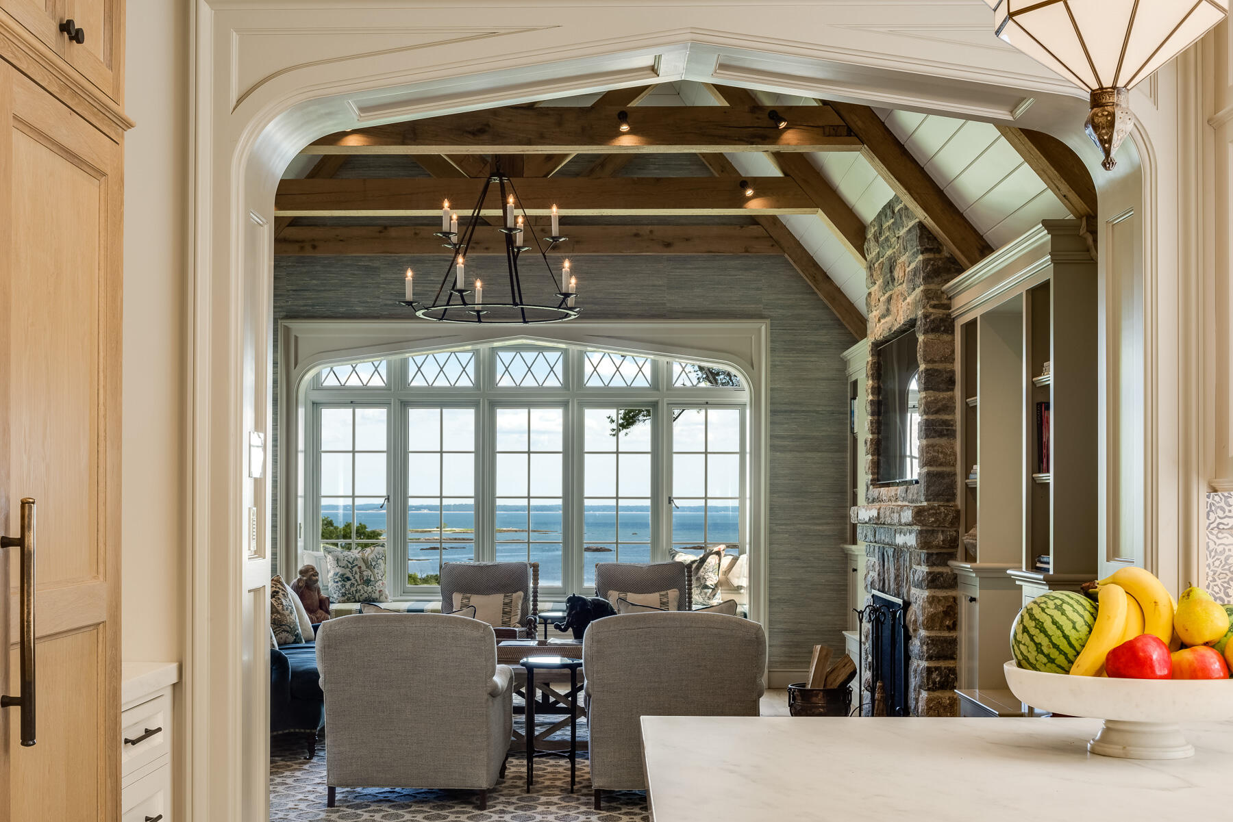 16 Raiders Lane Darien, CT 06820 - Photo 14 of 53 a living room with furniture and floor to ceiling windows