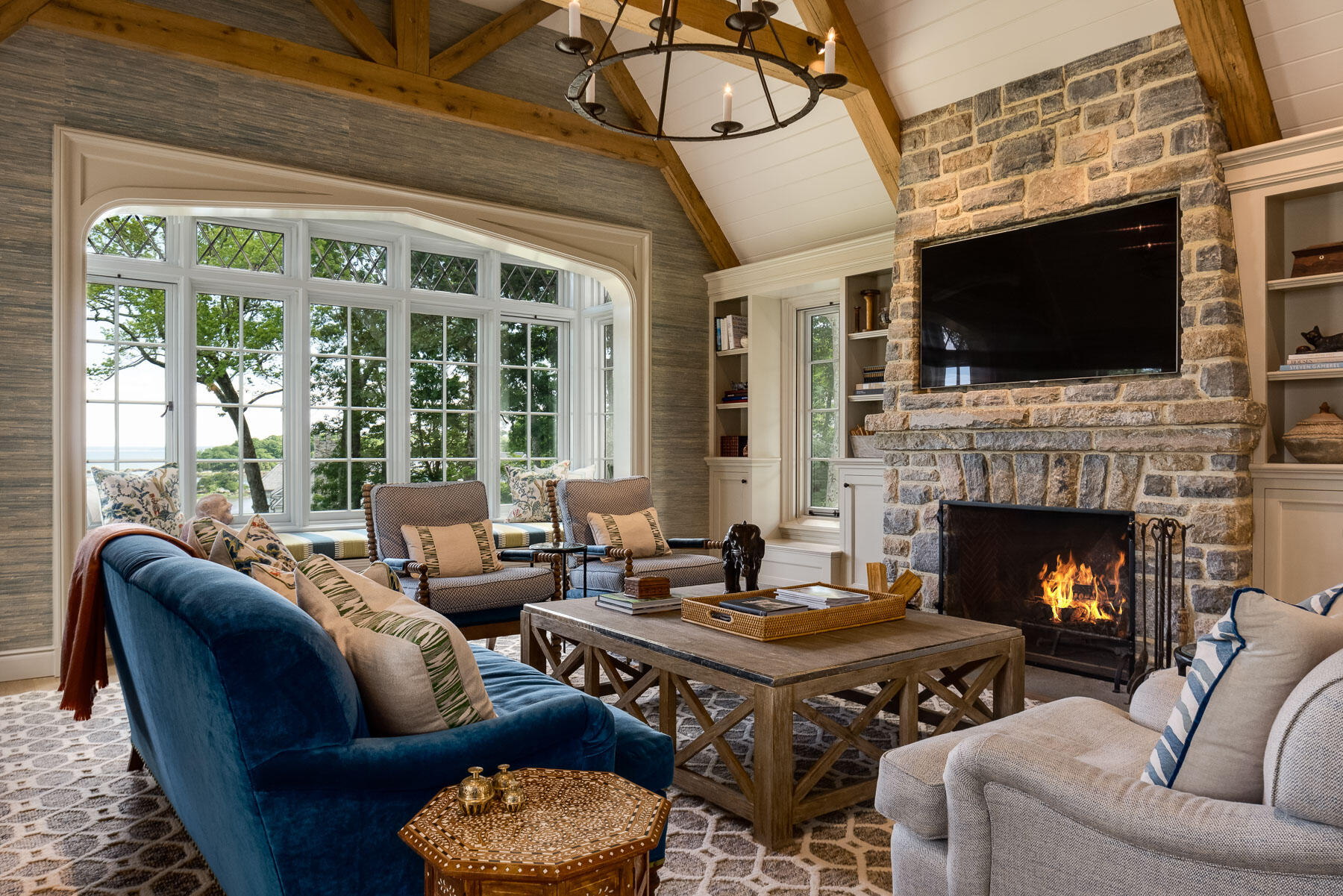 16 Raiders Lane Darien, CT 06820 - Photo 17 of 53 a living room with furniture fireplace and flat screen tv