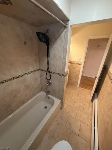 a bathroom with a bathtub