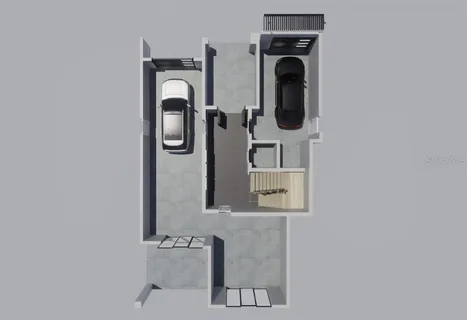 a backyard of a house with yard table and chairs