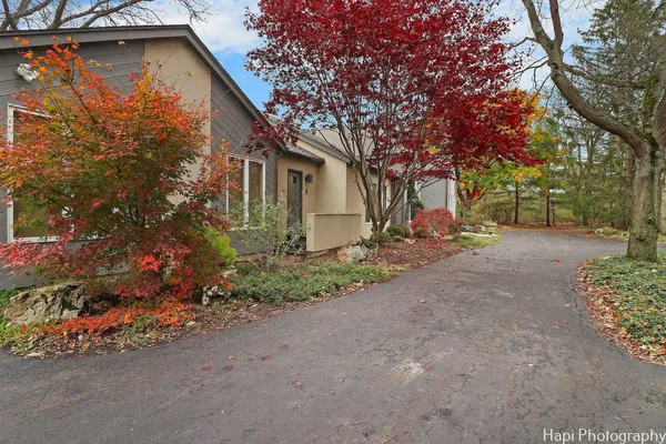 a view of a house with a yard and large tree