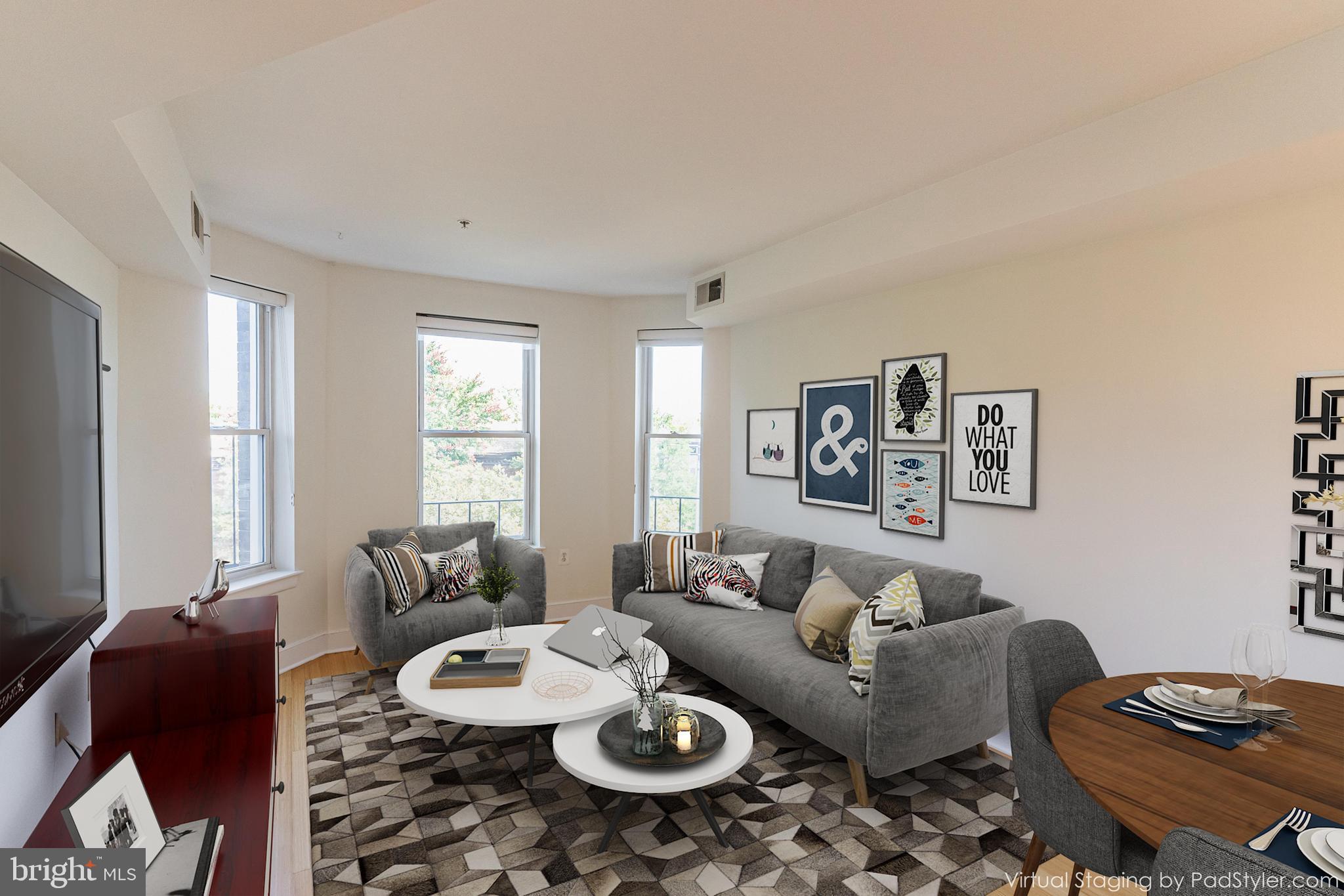 1108 Columbia Road Northwest, Unit 301 Washington, DC 20009 - Photo 2 of 20 Living/dining w/virtual staging