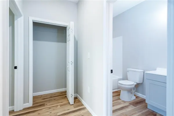 a view of a bathroom with a toilet