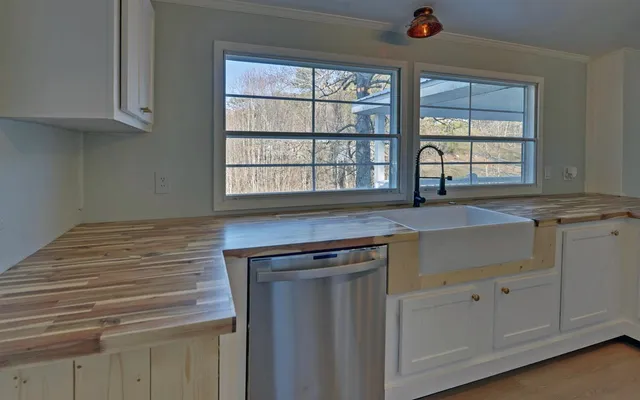 a view of a kitchen cabinets a sink and dishwasher with wooden floor