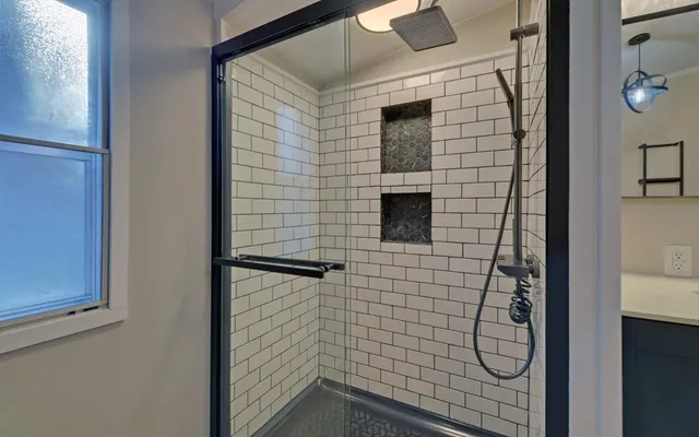 a bathroom with a shower