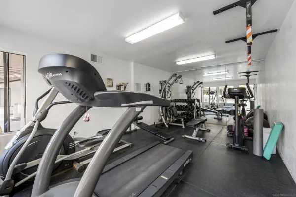a view of a room with gym equipment