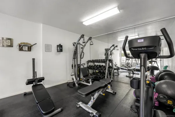 a room with gym equipment