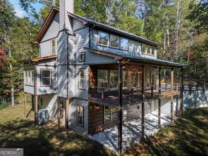 a view of a large building with large windows