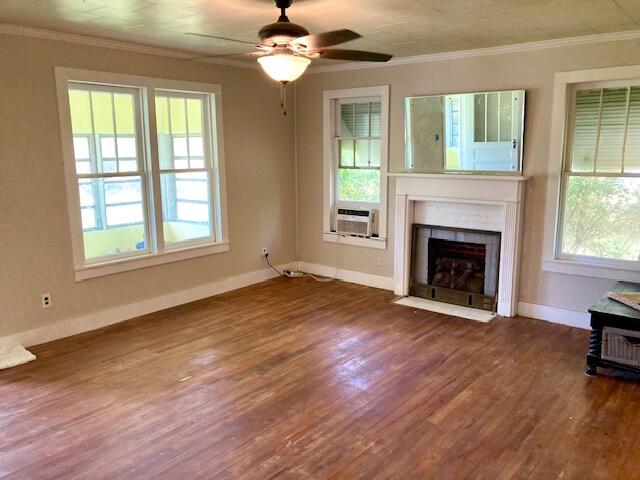 17 Nowling Drive DeFuniak Springs, FL 32433 - Photo 13 of 52 an empty room with windows fireplace and wooden floor