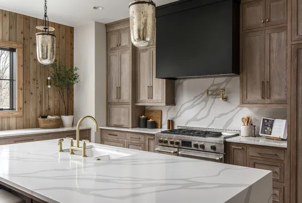 a bathroom with a granite countertop sink a mirror and a bathtub
