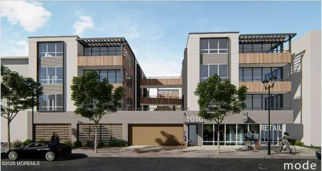 a front view of a building with street view