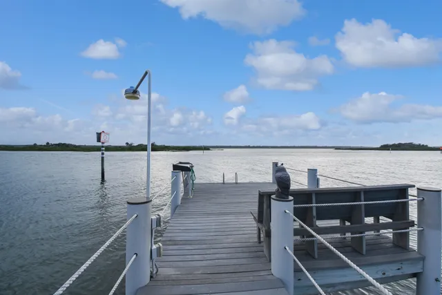 a view of a lake with a terrace