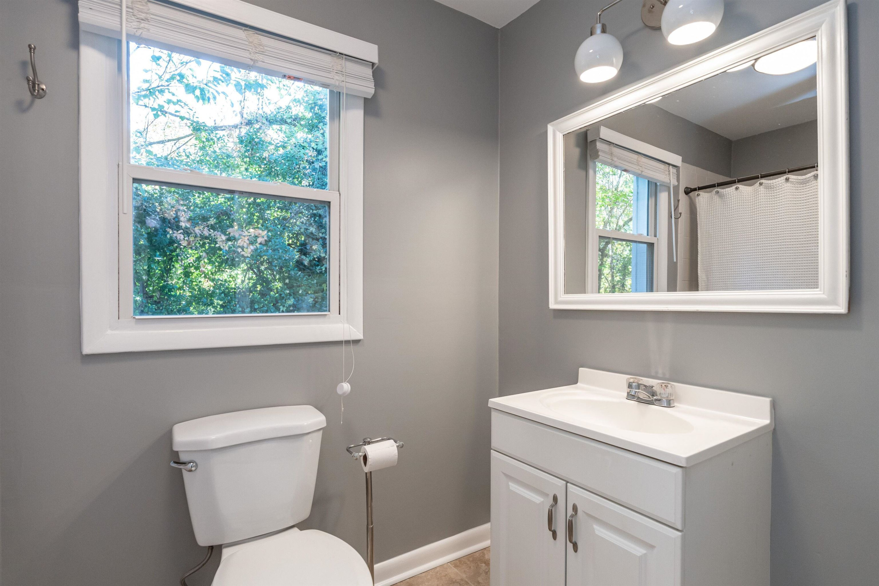2408 Remington Road Raleigh, NC 27610 - Photo 21 of 31 a bathroom with a toilet sink and mirror