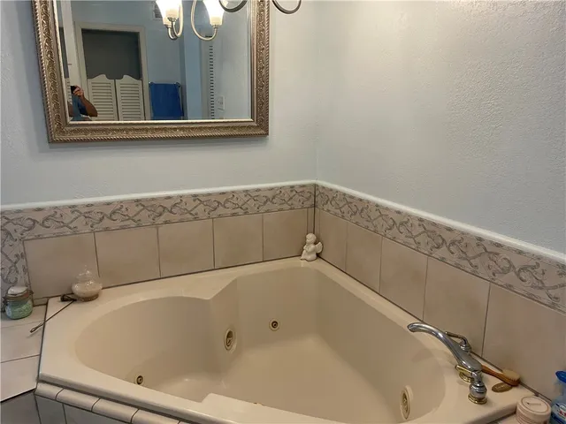 a bathroom with a bathtub