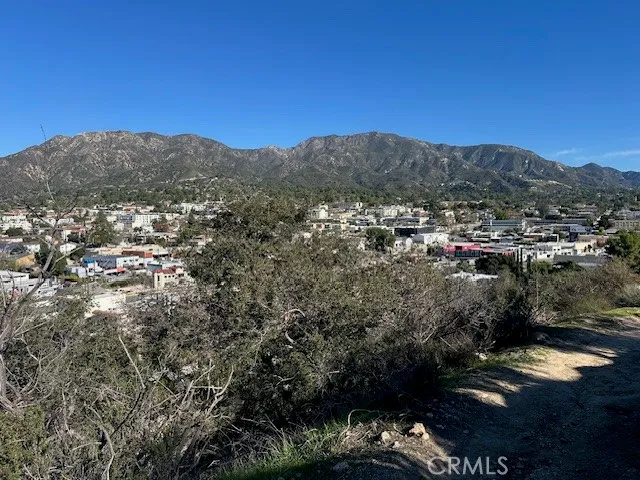 a view of a city and mountains