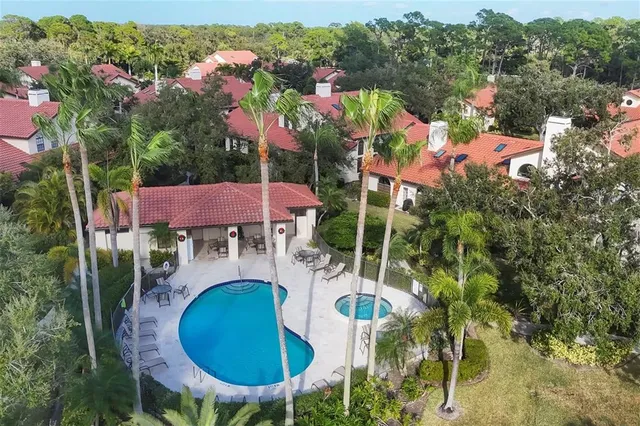 a view of a swimming pool and lake view