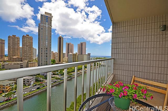a view of a city from a balcony