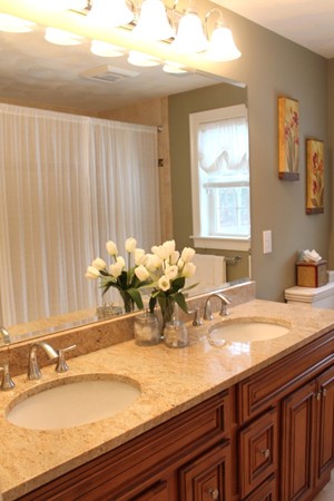 280 River St Extension Billerica, MA 01821 - Photo 15 of 23 a bathroom with a granite countertop sink and a mirror