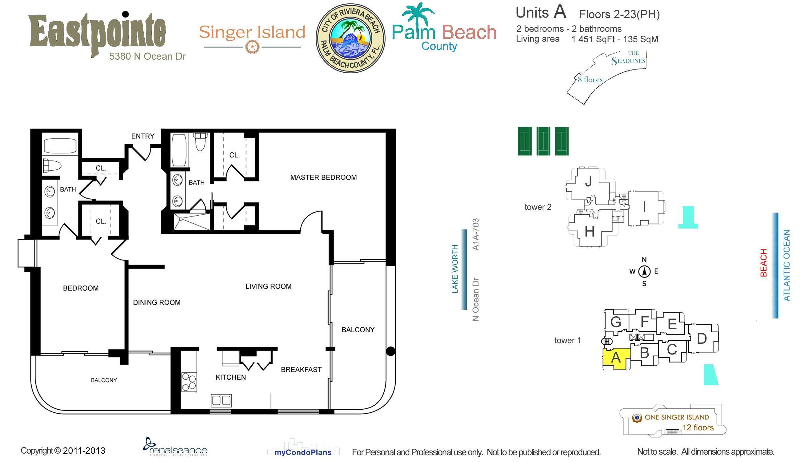 5380 North Ocean Drive, Unit 4A Singer Island, FL 33404 - Photo 75 of 75 4A Floor Plan 5931035