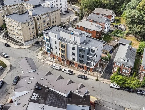 an aerial view of a building