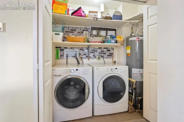 a utility room with dryer and washer