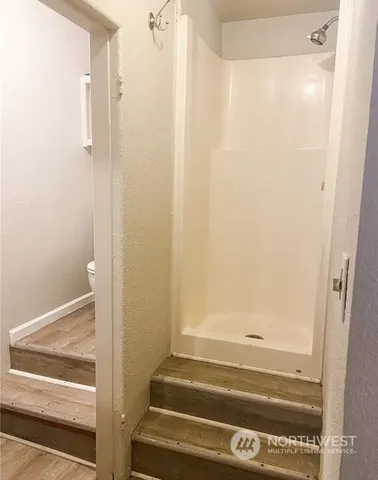 a bathroom with a bathtub