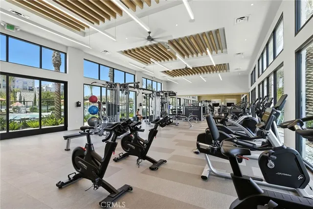 a view of a room with gym equipment
