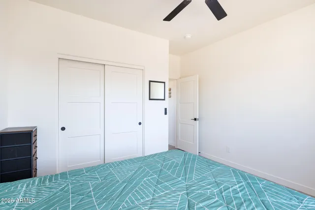 an empty room with closet