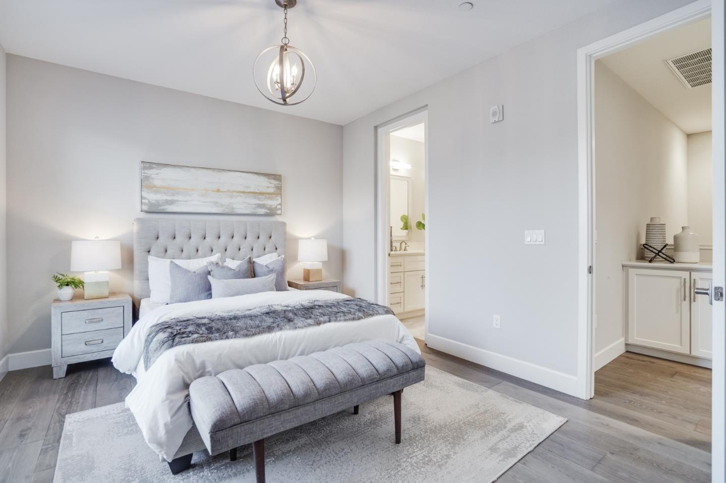 416 Neves Road San Mateo, CA 94403 - Photo 25 of 40 a bedroom with a bed couch and view of living room