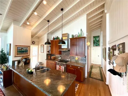 a view of a golf course with a lake