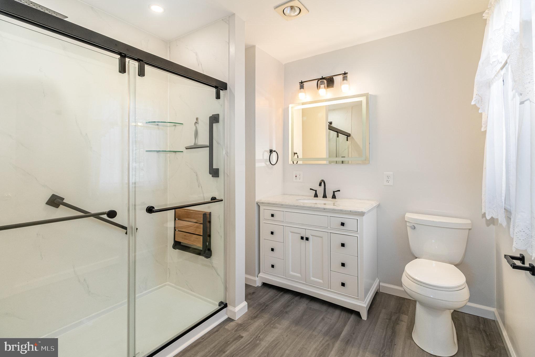 2659 Ritner Highway Carlisle, PA 17015 - Photo 17 of 40 a bathroom with a toilet a sink a mirror and vanity
