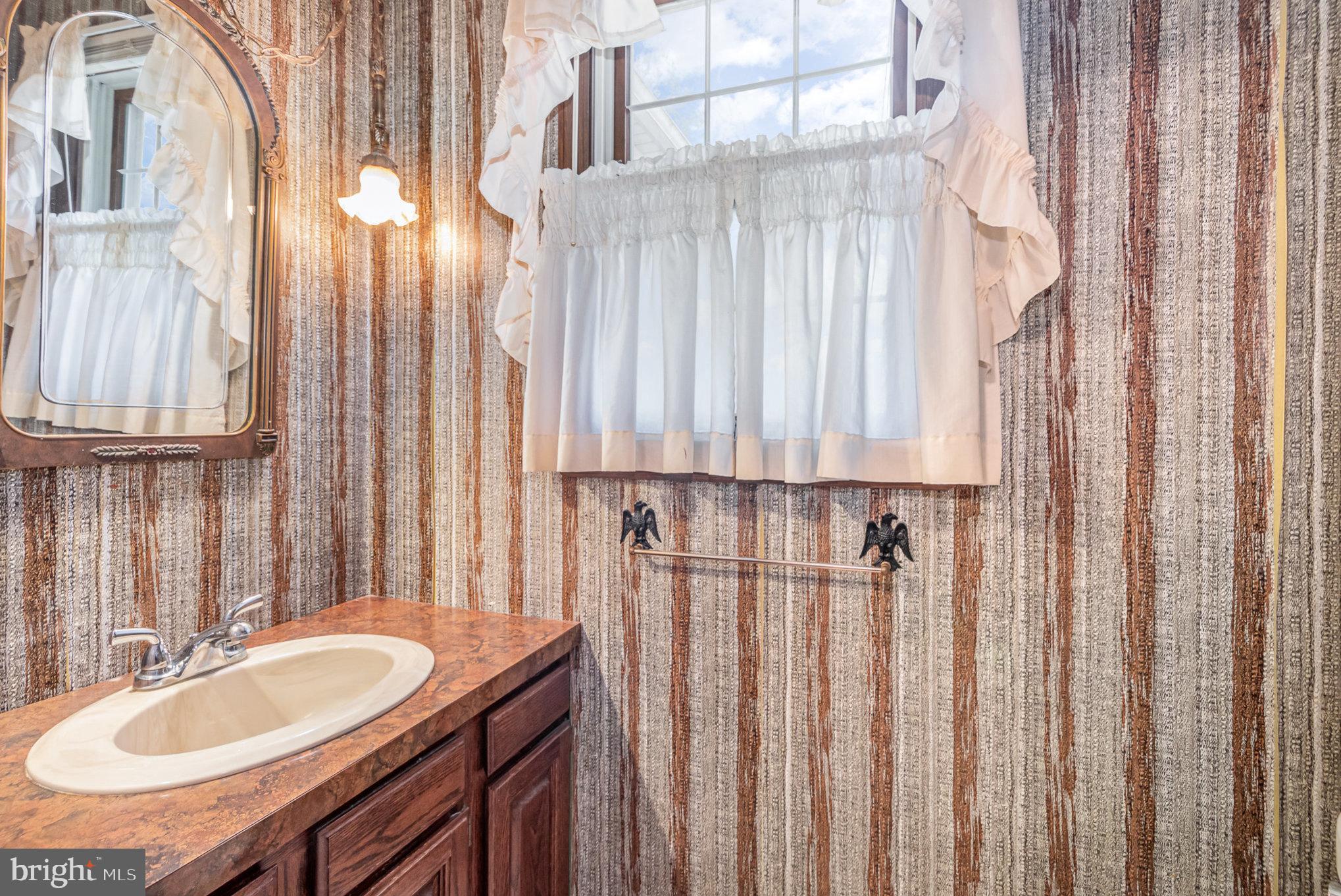 2659 Ritner Highway Carlisle, PA 17015 - Photo 23 of 40 a bathroom with a sink a mirror and a shower curtain