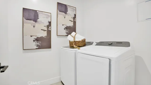 a utility room with shower