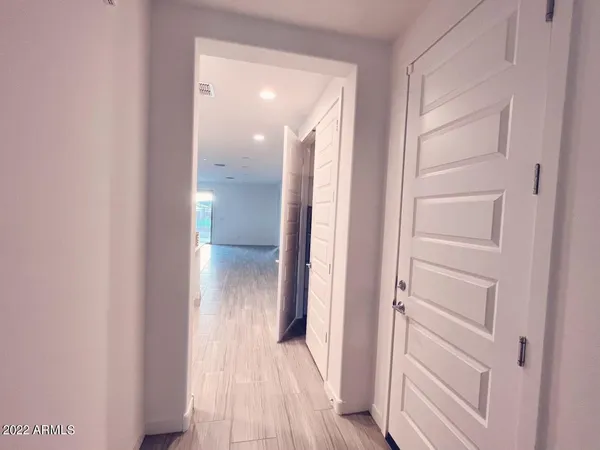 a view of an empty walk in closet