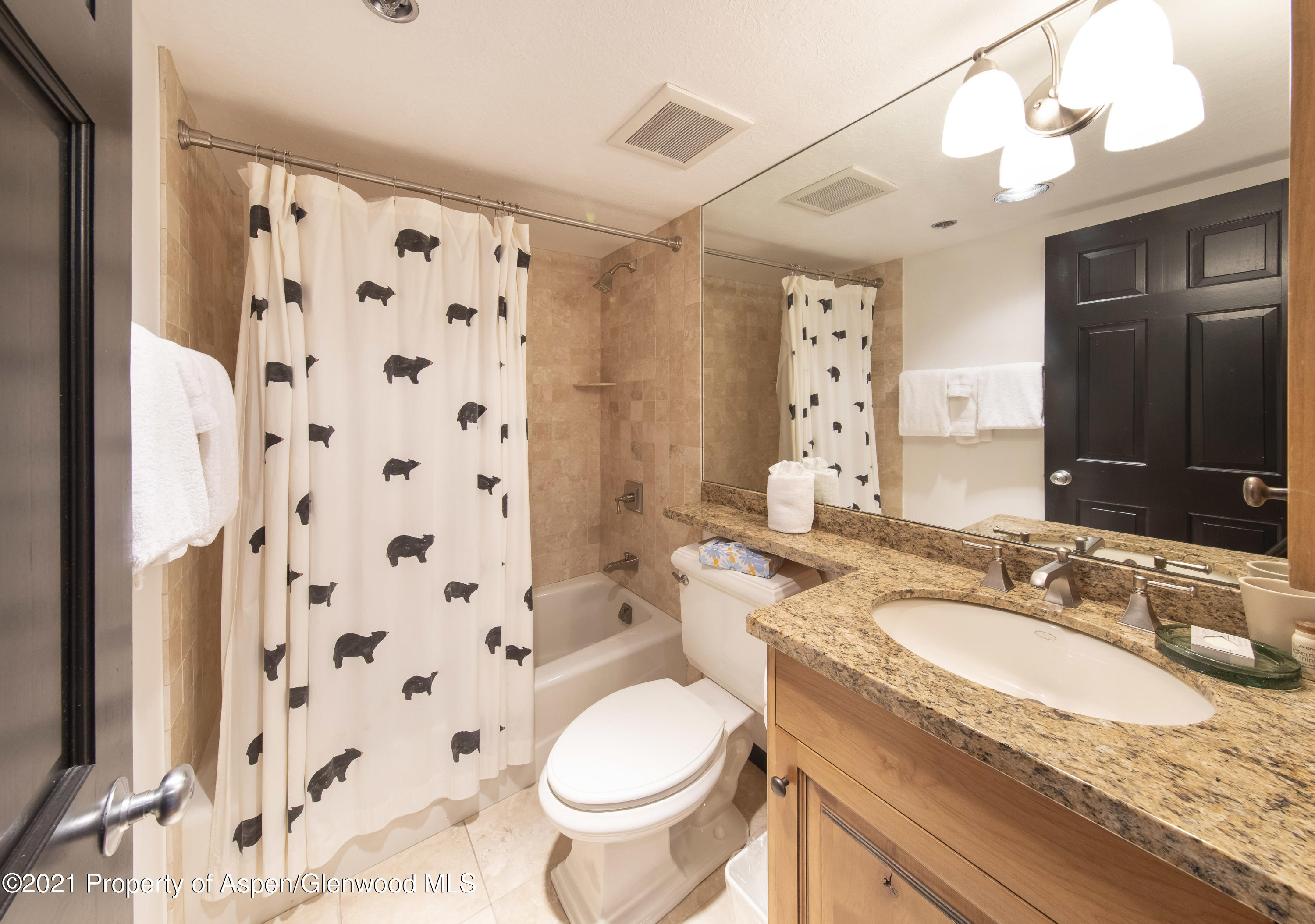 425 Wood Run Road, Unit 36 Snowmass Village, CO 81615 - Photo 16 of 23 a bathroom with a granite countertop toilet sink and mirror