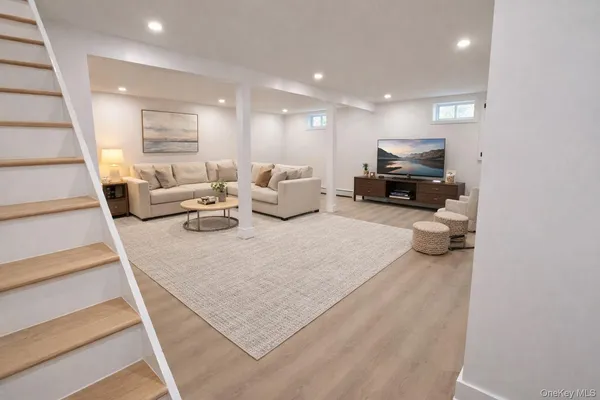 a living room with furniture