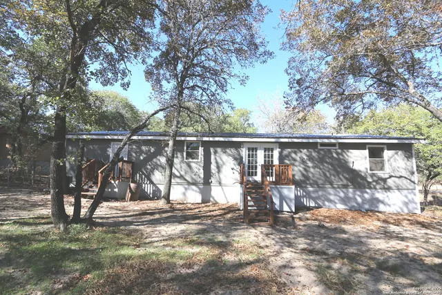 a view of backyard with a large tree